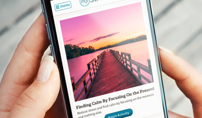 finding calm blog being read on phone