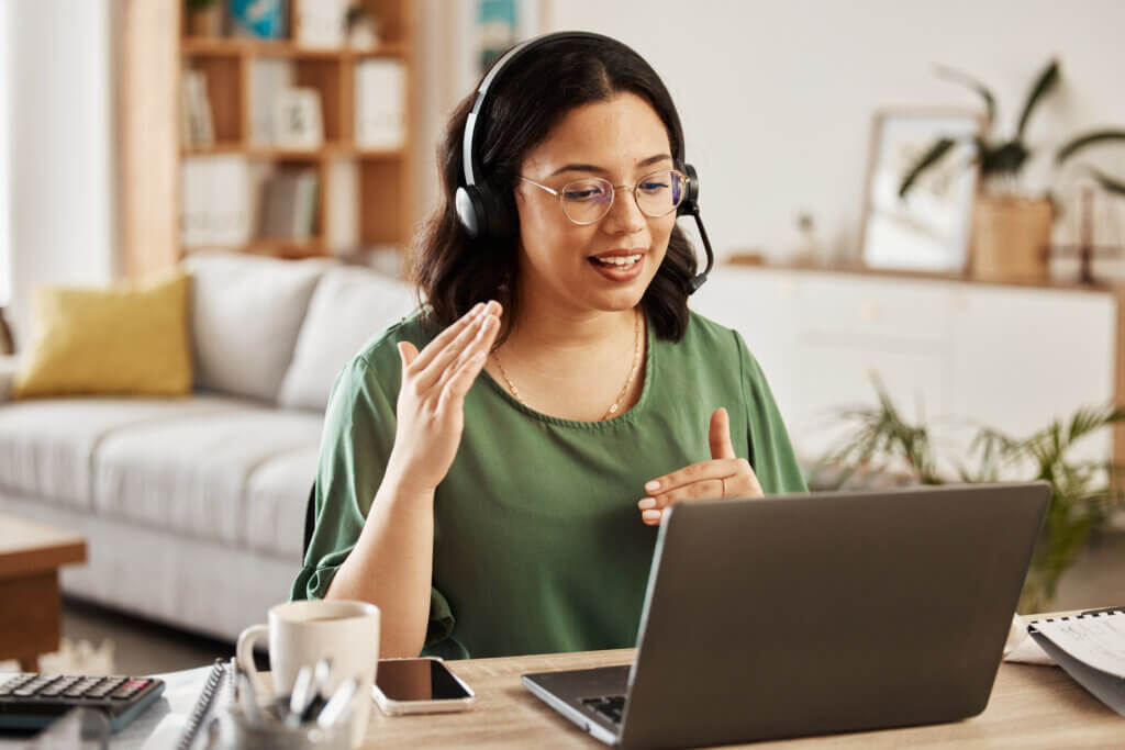 woman in virtual meeting